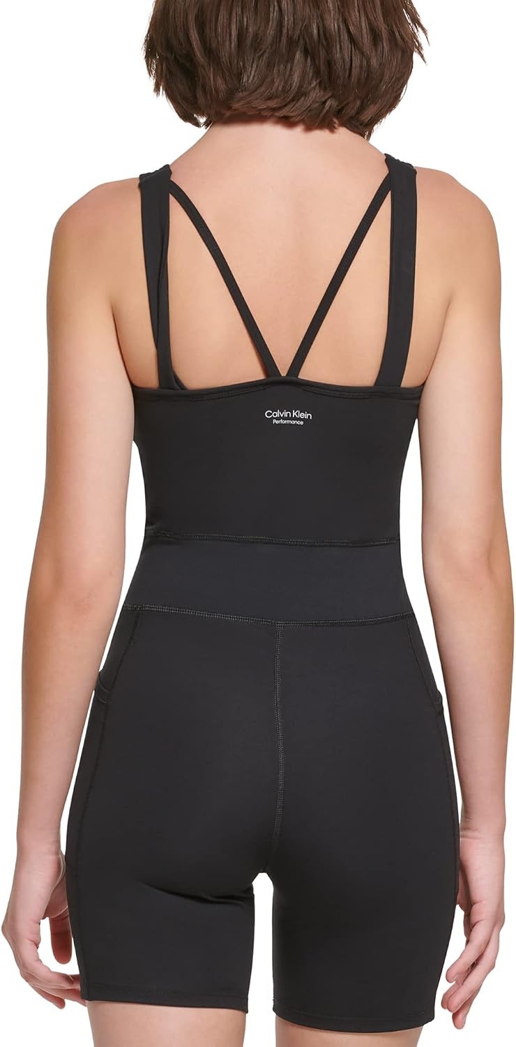 image:imageCalvin Klein Performance womens Bike Short Romper UnitardBlack