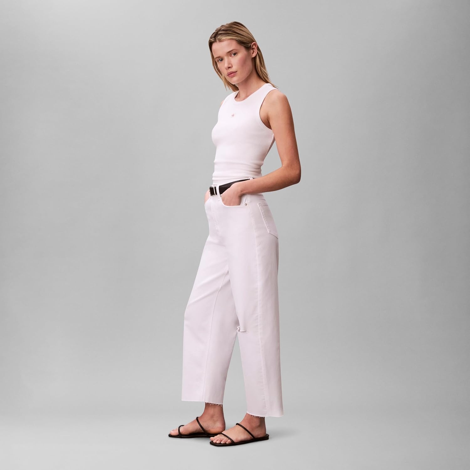 image:imageCalvin Klein Womens Barrel Fit JeansOptic White