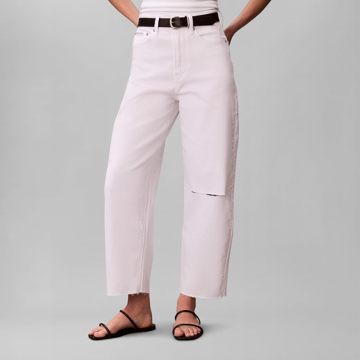 image:imageCalvin Klein Womens Barrel Fit JeansOptic White