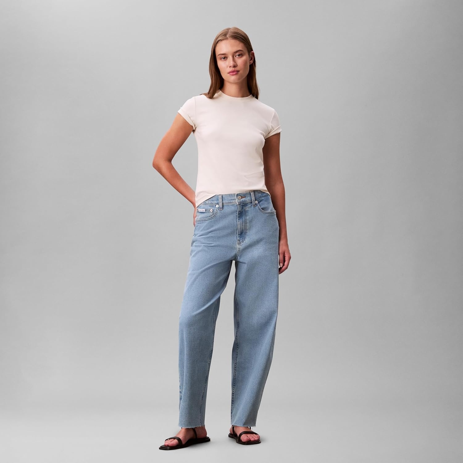 image:imageCalvin Klein Womens Barrel Fit JeansRobins Egg