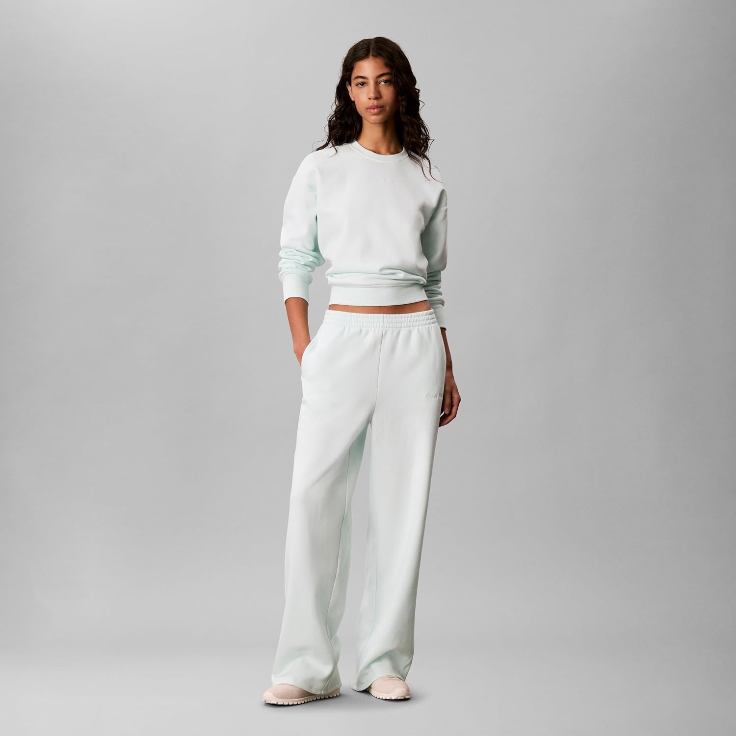 image:imageCalvin Klein Womens Brushed French Terry Straight Leg JoggersBlue Glass