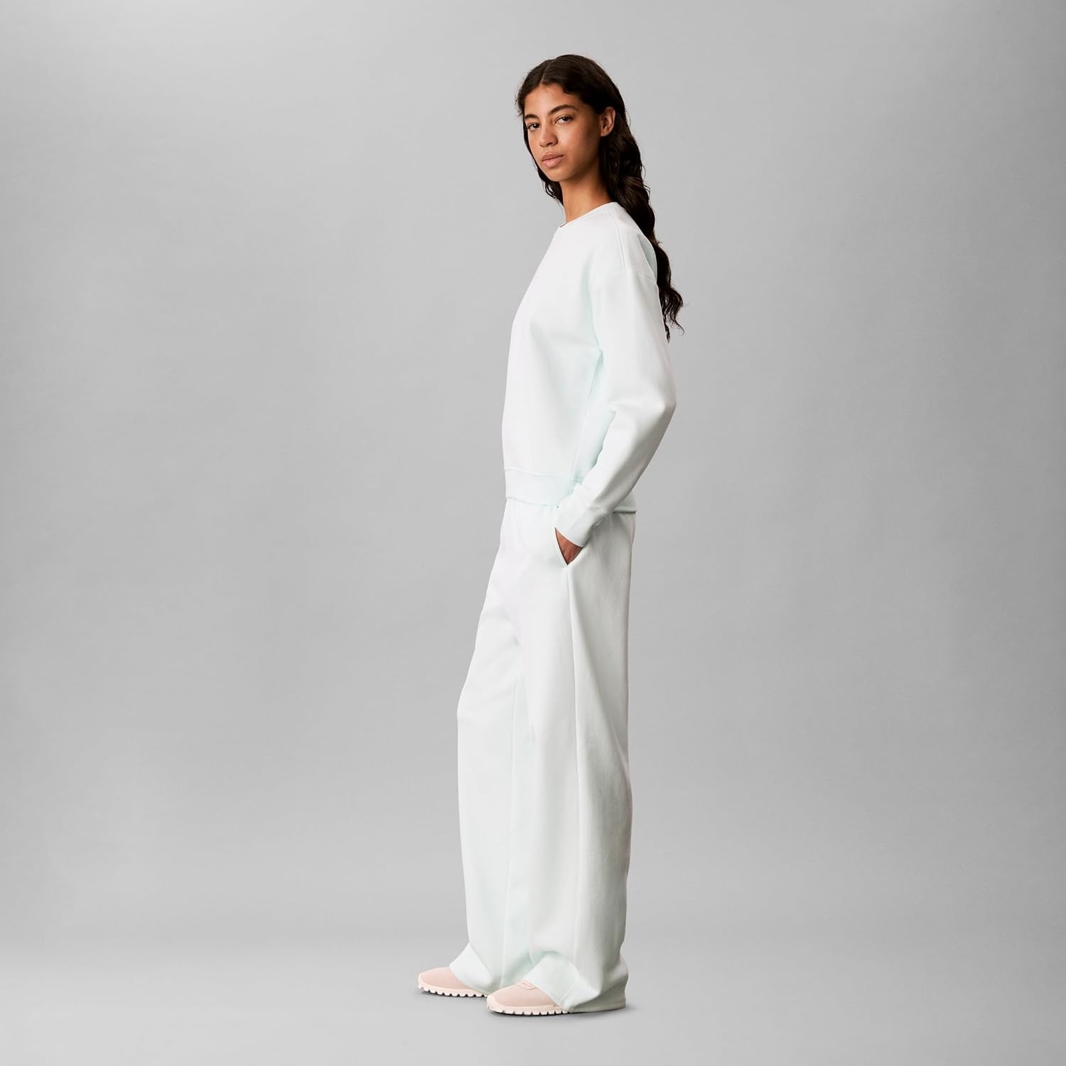 image:imageCalvin Klein Womens Brushed French Terry Straight Leg JoggersBlue Glass