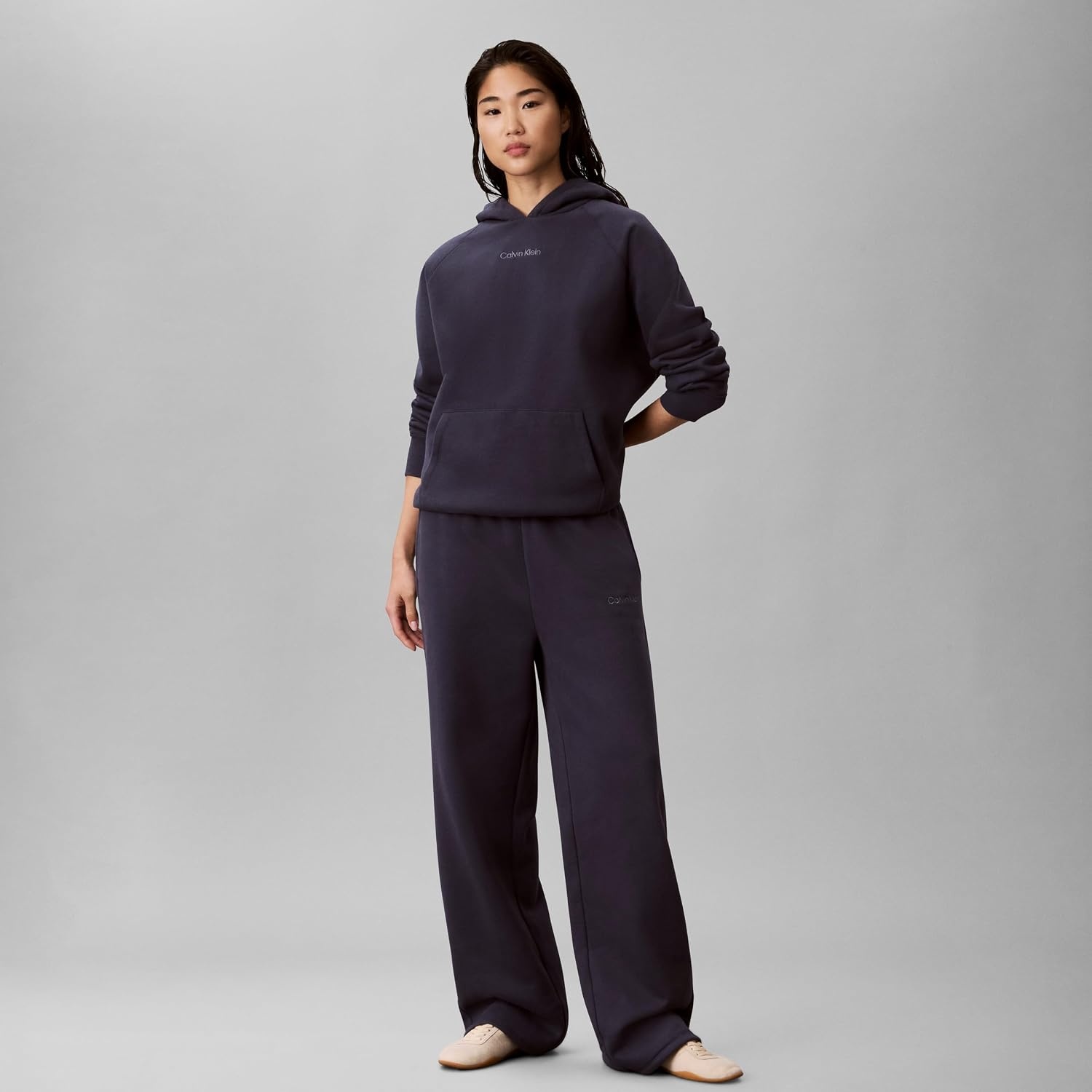image:imageCalvin Klein Womens Brushed French Terry Straight Leg JoggersBlue Nights