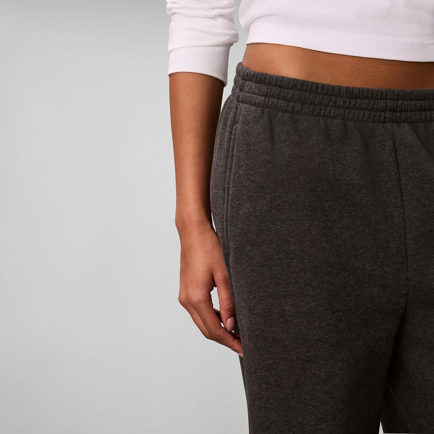 image:imageCalvin Klein Womens Brushed French Terry Straight Leg JoggersCharcoal Heather