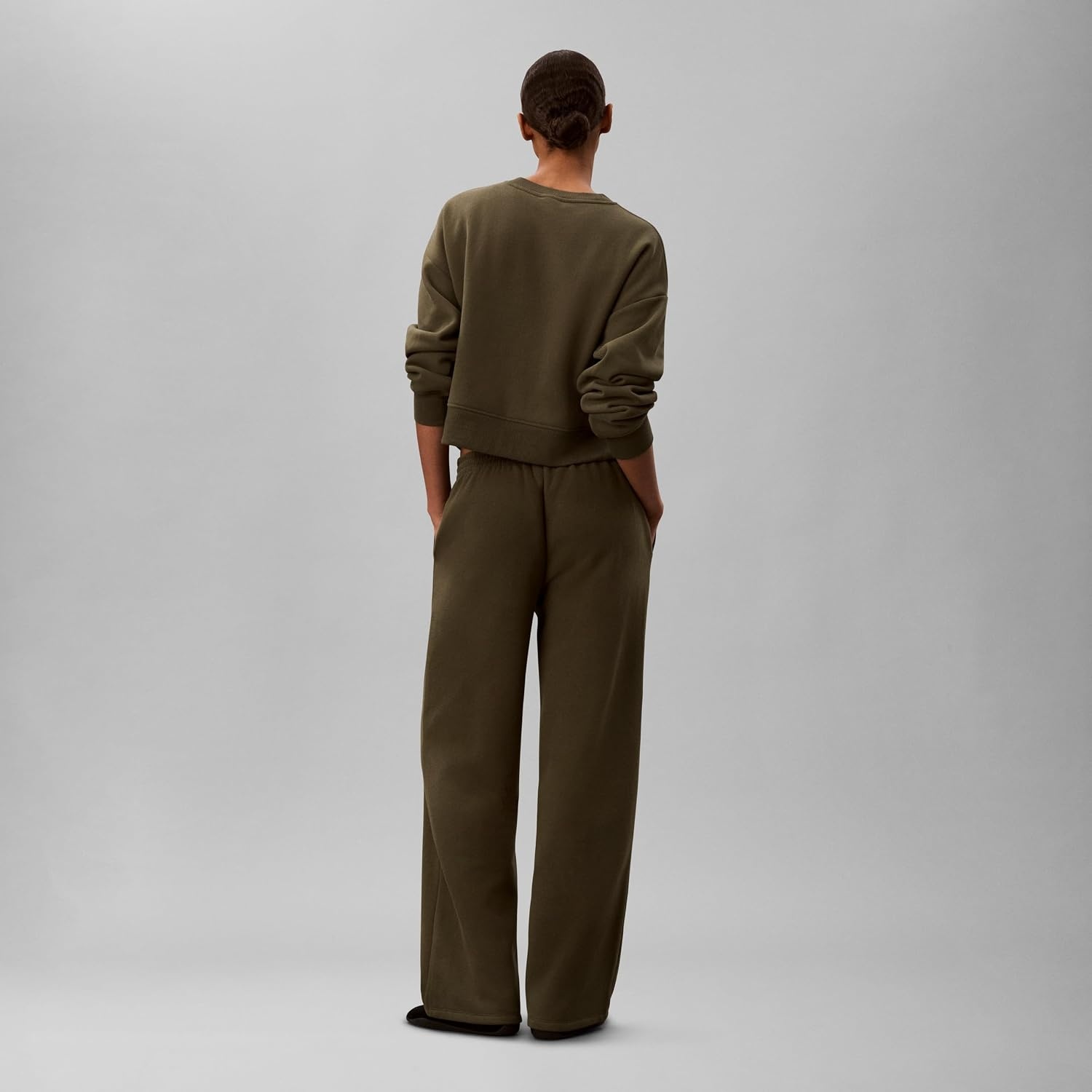 image:imageCalvin Klein Womens Brushed French Terry Straight Leg JoggersFatigue Grey