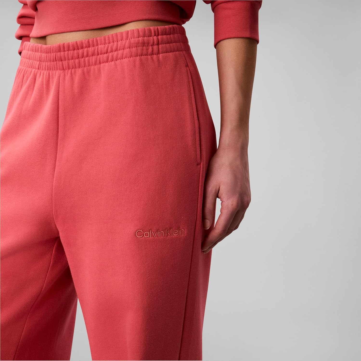 image:imageCalvin Klein Womens Brushed French Terry Straight Leg JoggersWine Blossom