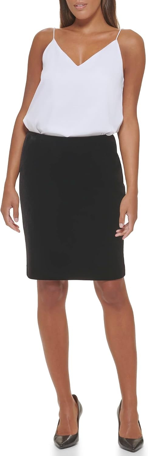 image:imageCalvin Klein Womens Centerback Zipper Velvet Wear to Work Suits SkirtBlack Velvet