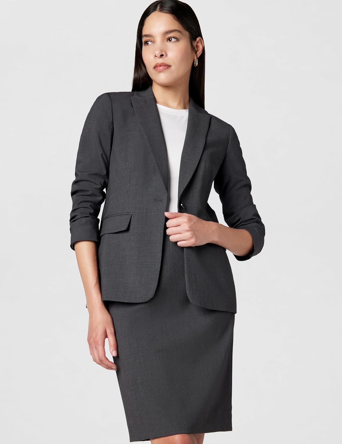 image:imageCalvin Klein Womens Centerback Zipper Velvet Wear to Work Suits SkirtCharcoal