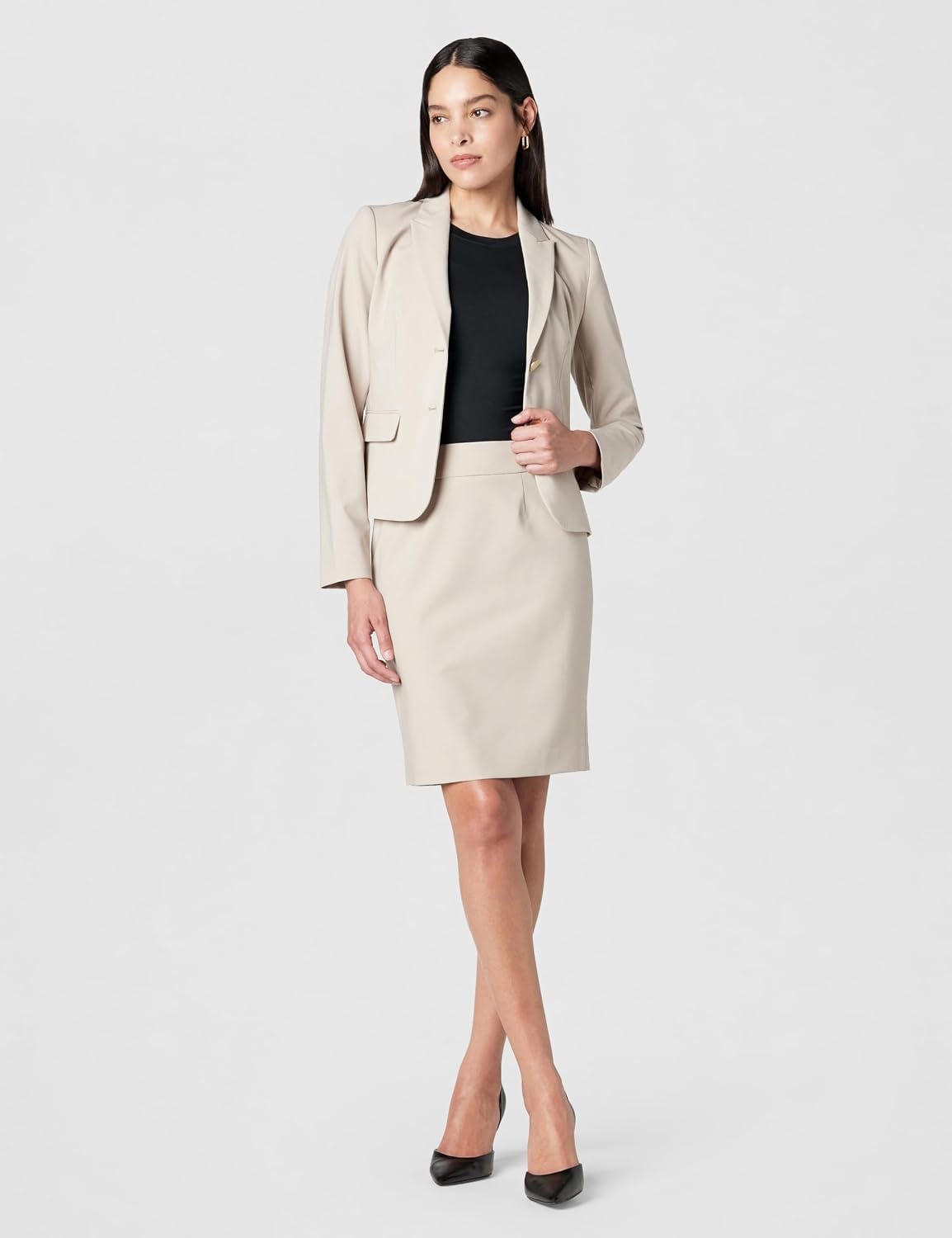 image:imageCalvin Klein Womens Centerback Zipper Velvet Wear to Work Suits SkirtKhaki
