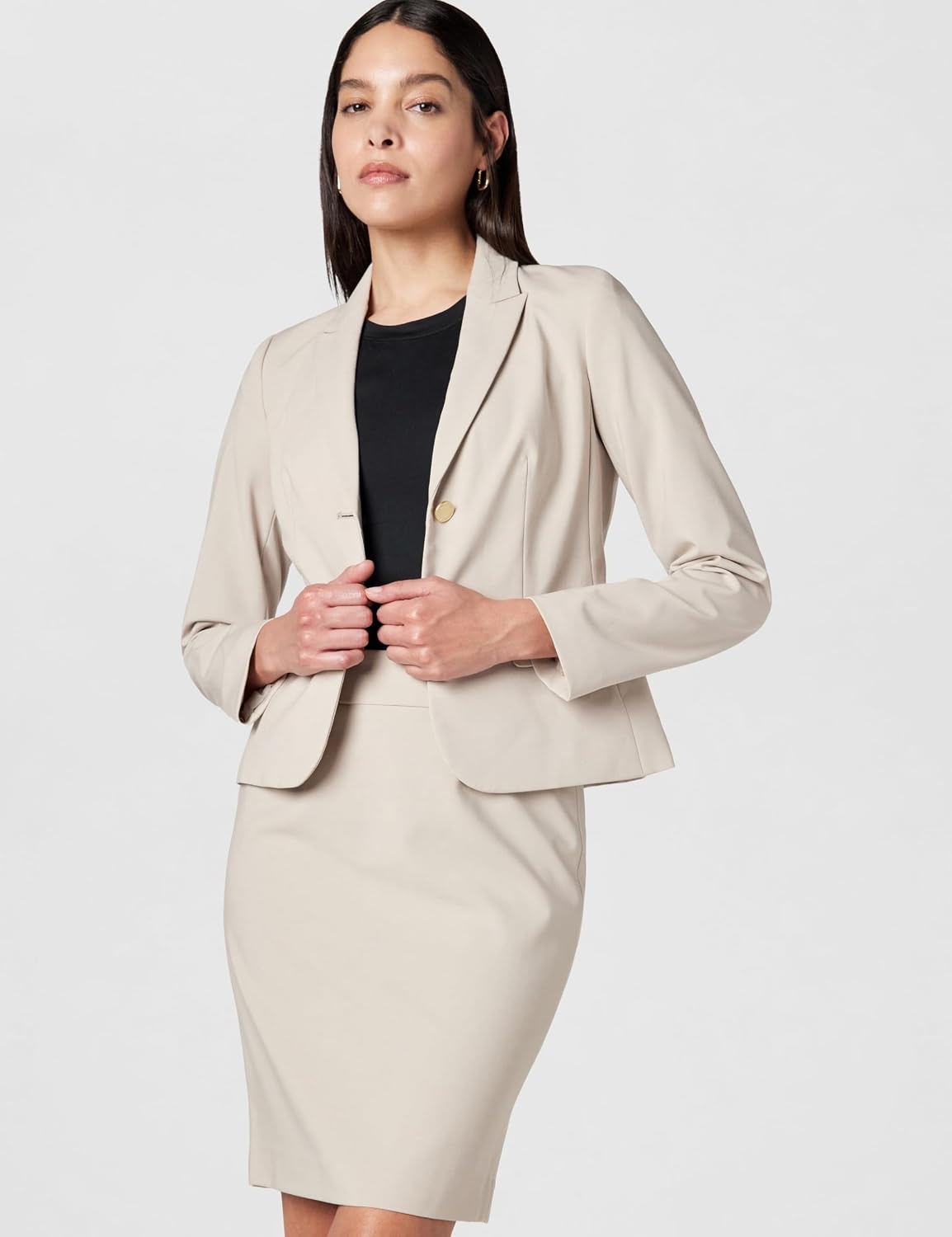 image:imageCalvin Klein Womens Centerback Zipper Velvet Wear to Work Suits SkirtKhaki