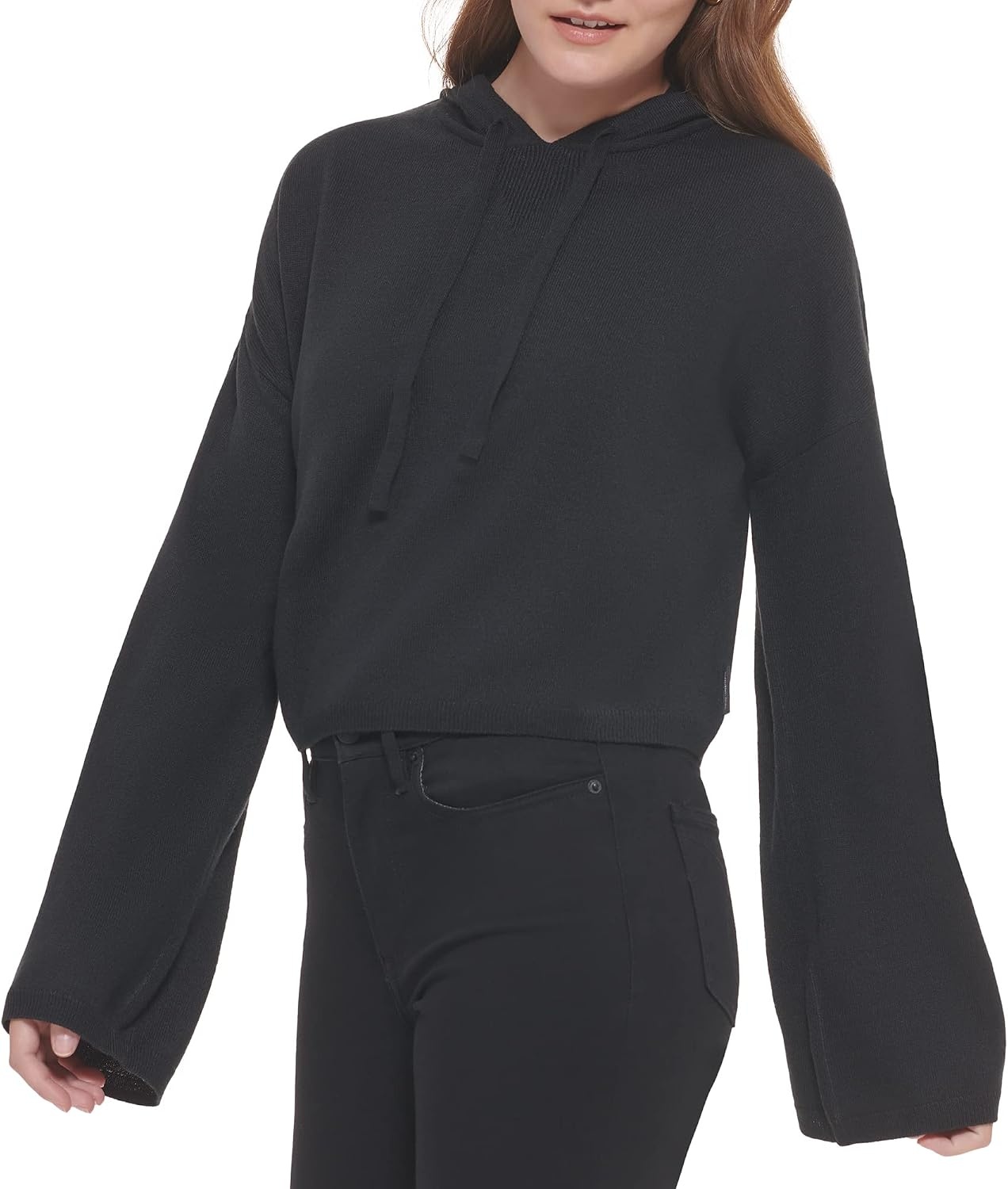 image:imageCalvin Klein Womens Chain Stitch Vneck SweaterBlack