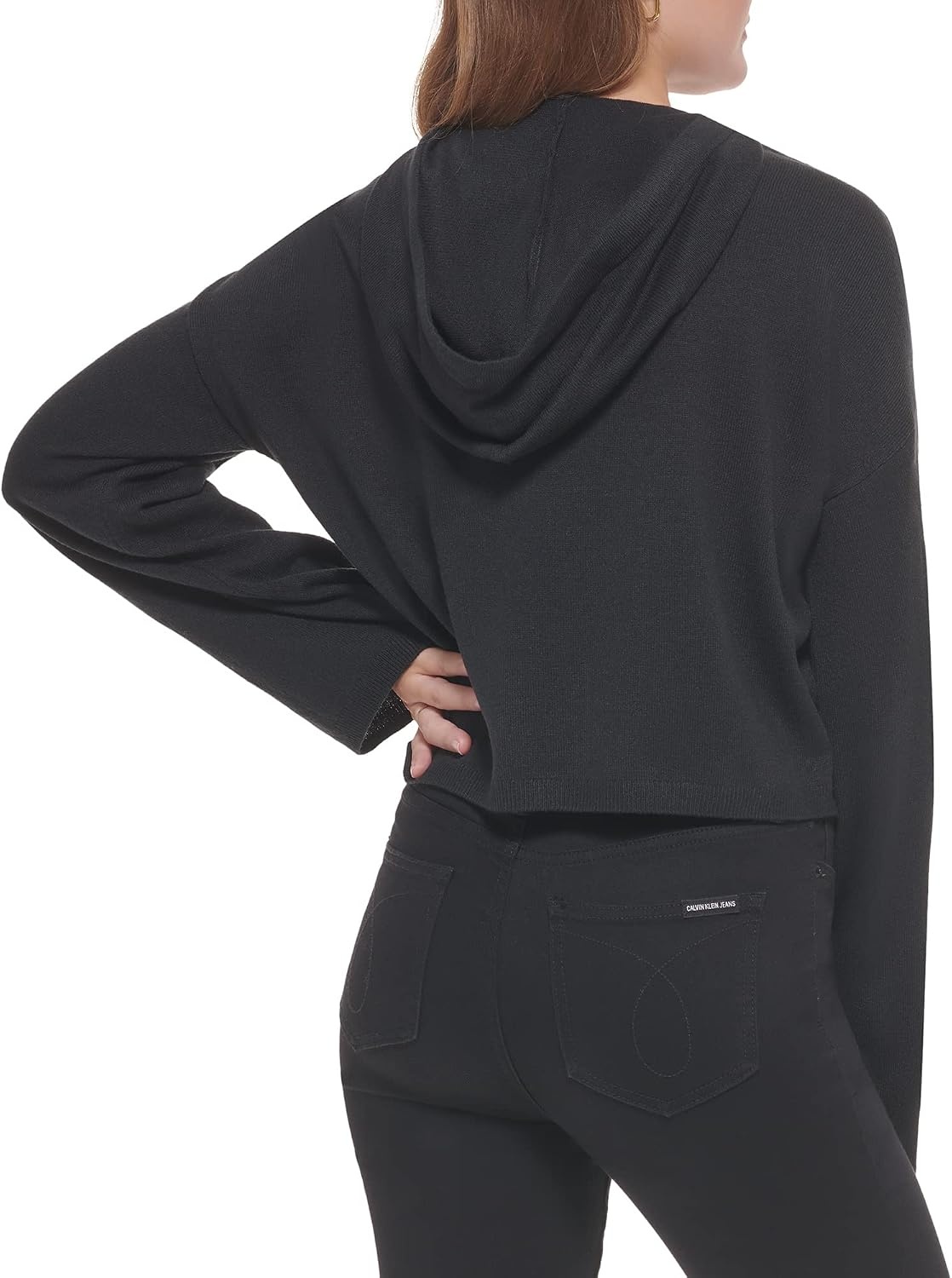 image:imageCalvin Klein Womens Chain Stitch Vneck SweaterBlack