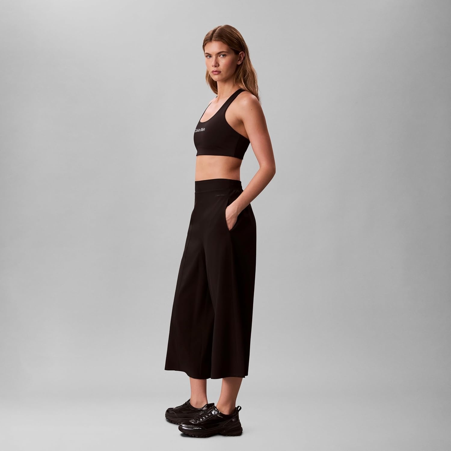image:imageCalvin Klein Womens Commuter Capri Wide Leg PantsBlack