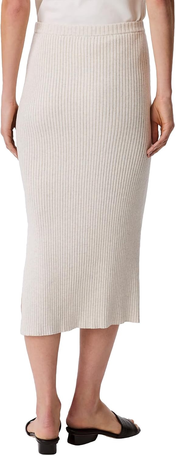 image:imageCalvin Klein Womens Cotton Rib Midi SkirtLight Grey