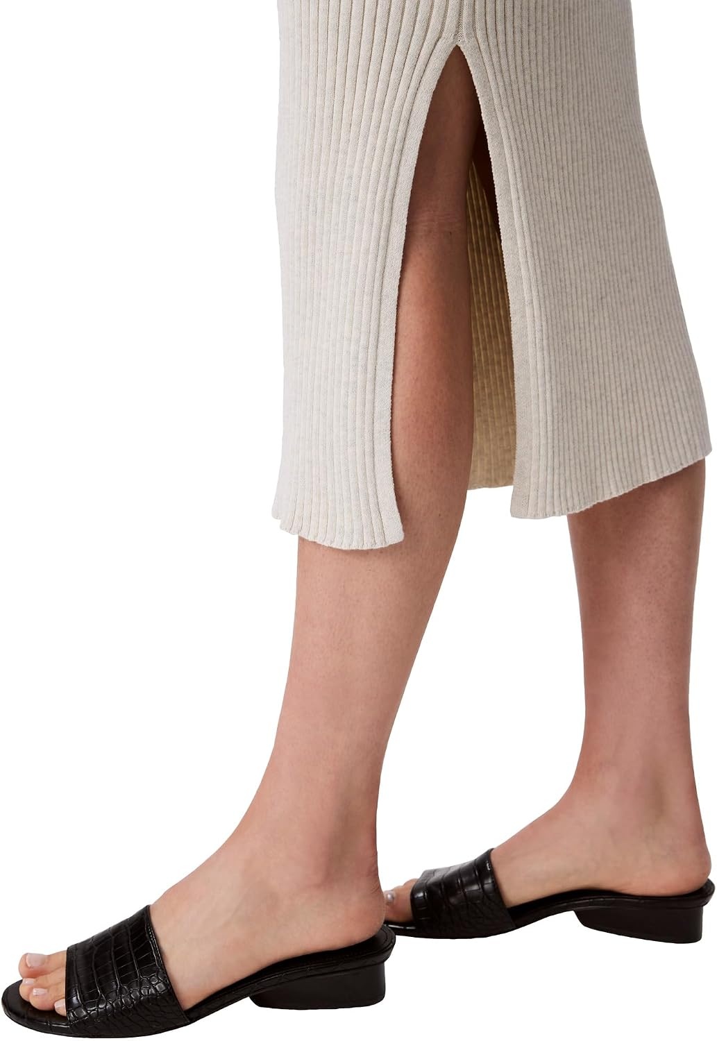 image:imageCalvin Klein Womens Cotton Rib Midi SkirtLight Grey