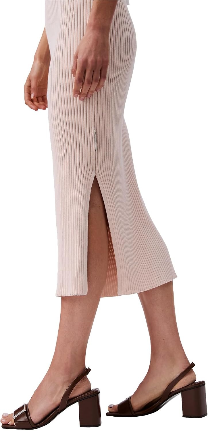 image:imageCalvin Klein Womens Cotton Rib Midi SkirtSilver Peony