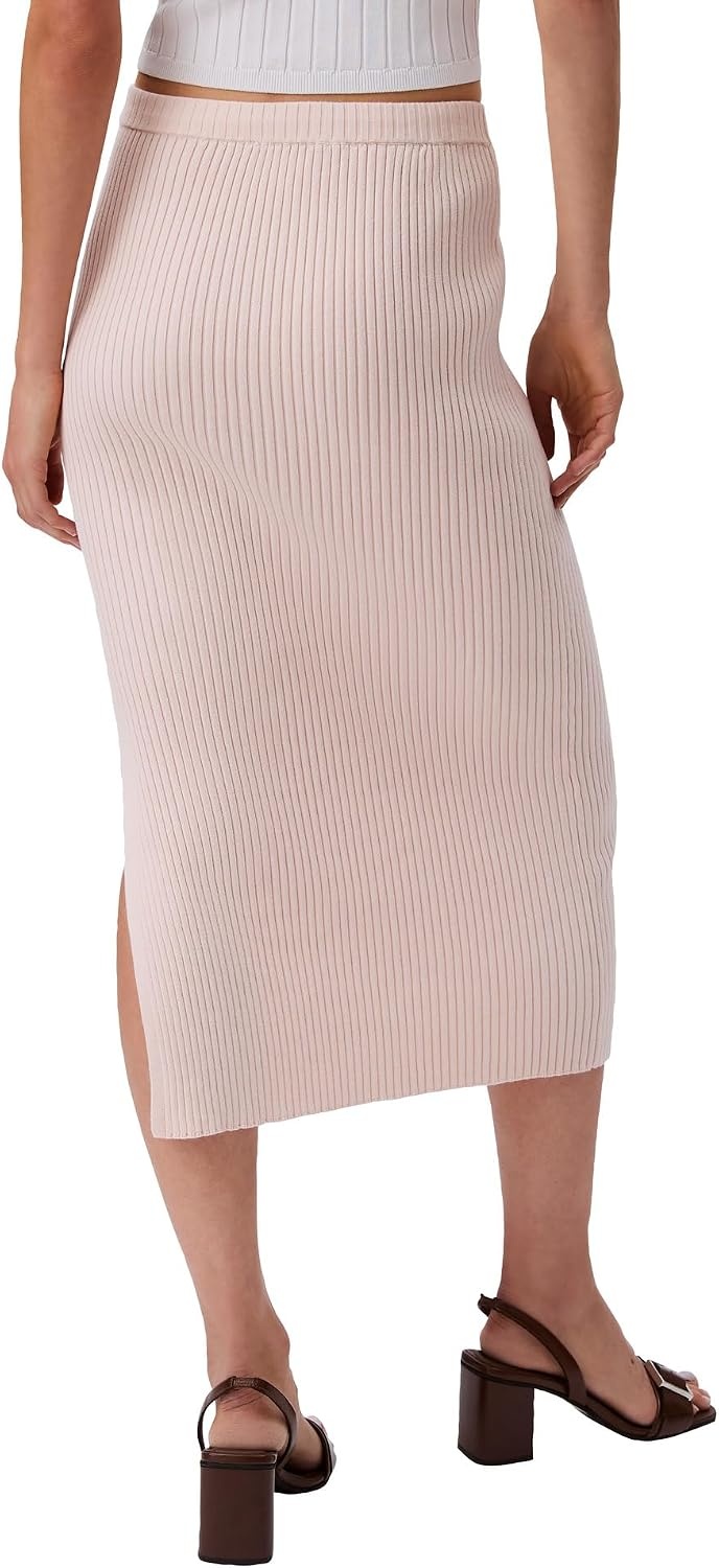 image:imageCalvin Klein Womens Cotton Rib Midi SkirtSilver Peony