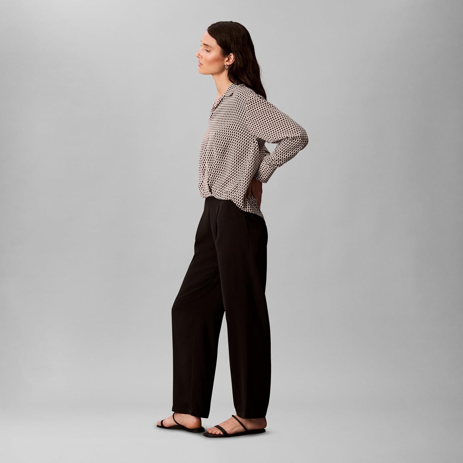 image:imageCalvin Klein Womens Crepe Wide Leg TrouserBlack