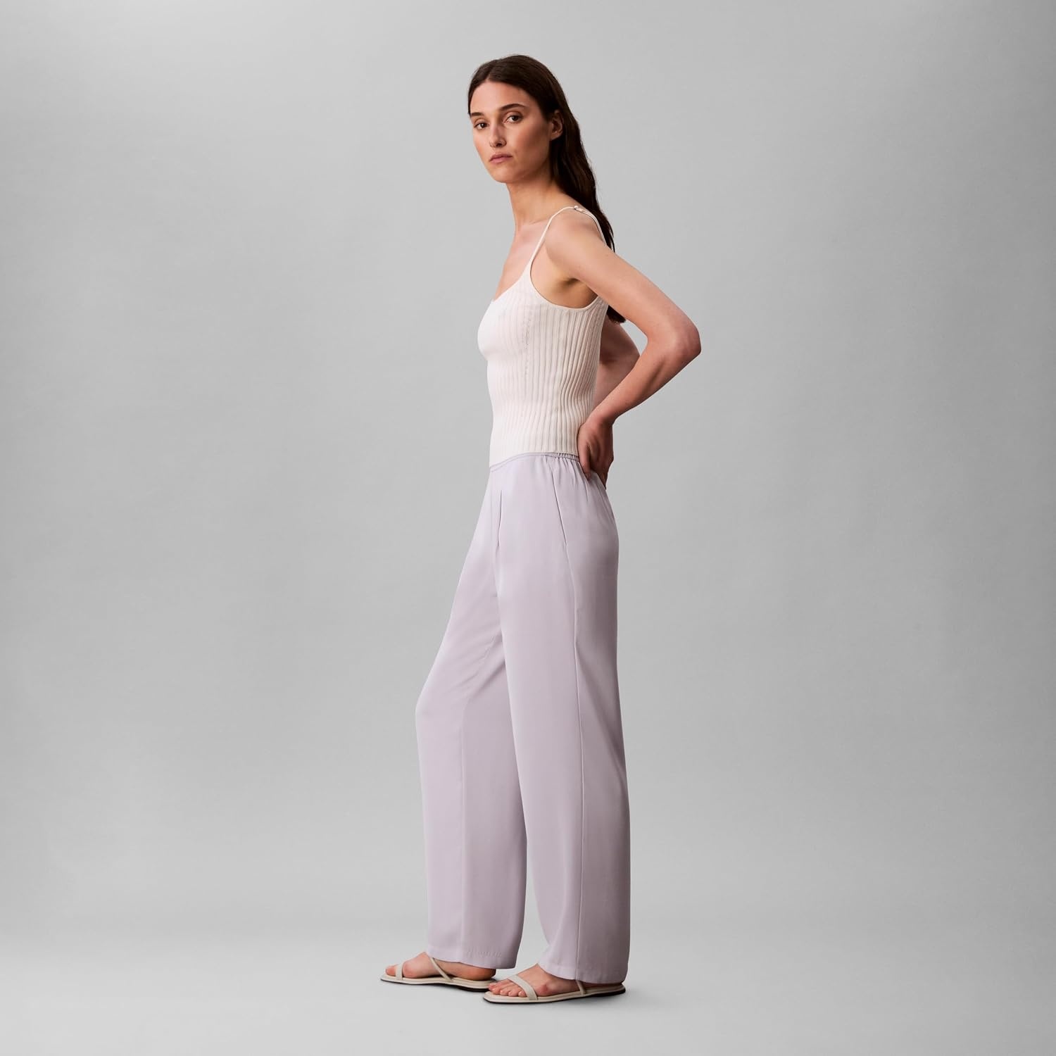 image:imageCalvin Klein Womens Crepe Wide Leg TrouserEvening Haze