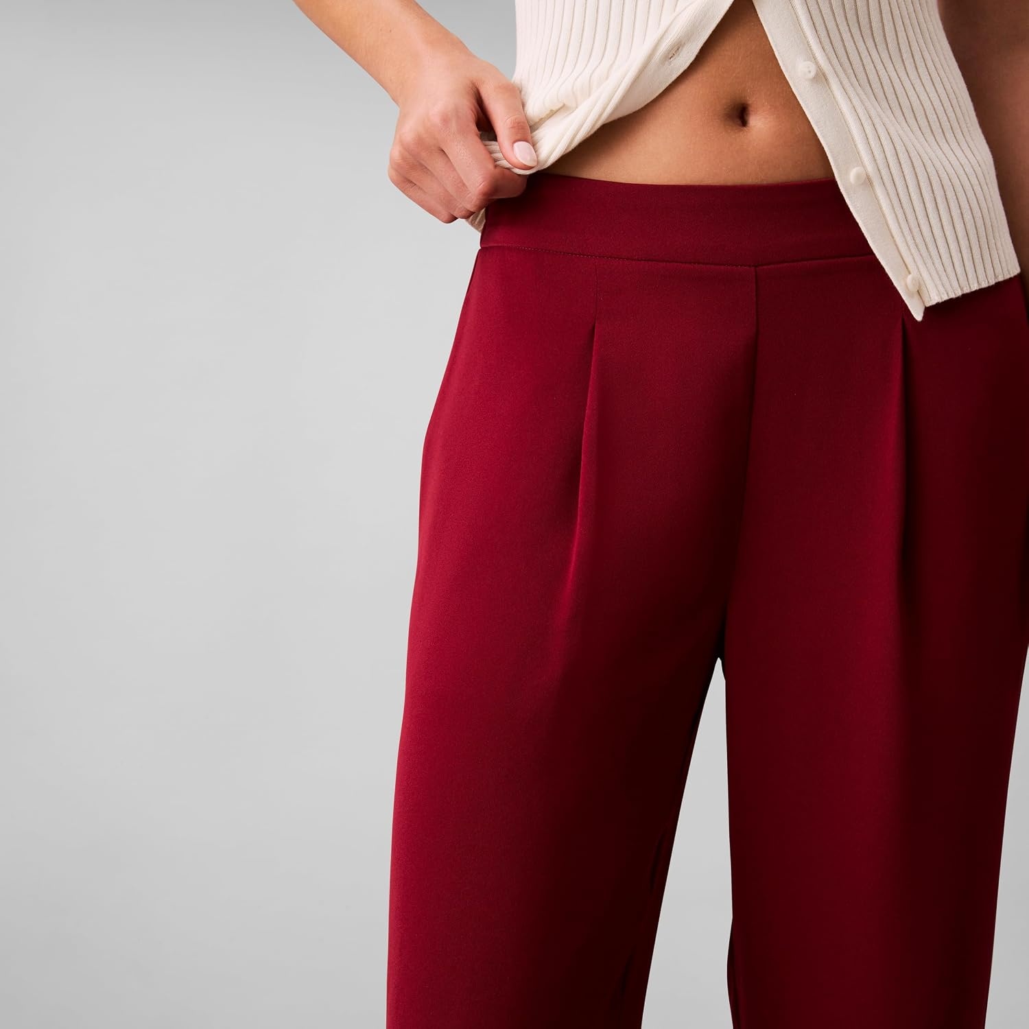 image:imageCalvin Klein Womens Crepe Wide Leg TrouserMagenta Jewel