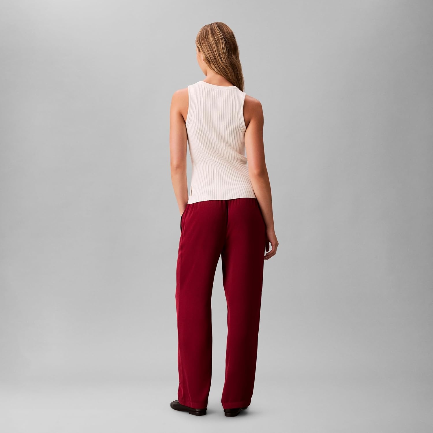 image:imageCalvin Klein Womens Crepe Wide Leg TrouserMagenta Jewel