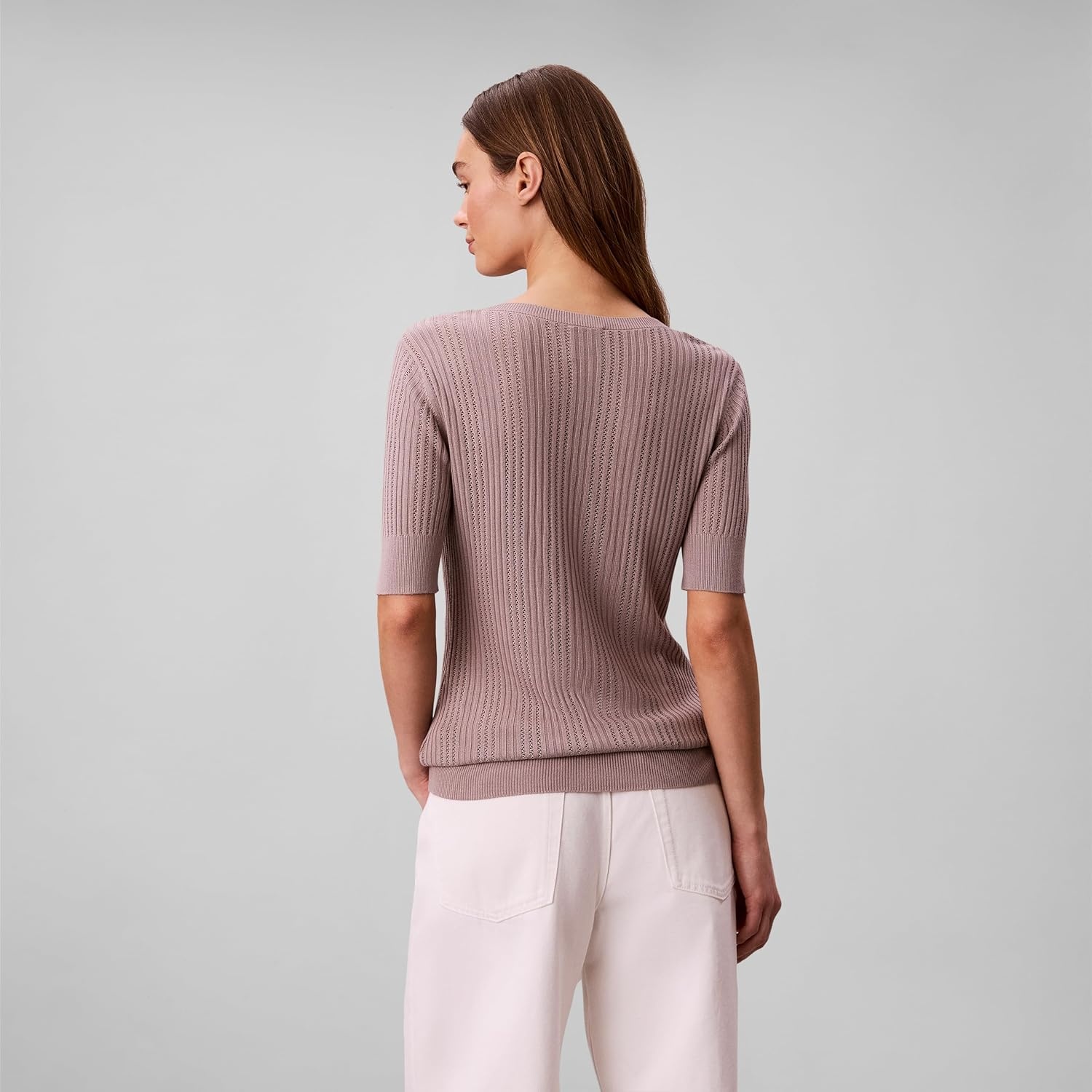 image:imageCalvin Klein Womens Fine Gauge Viscose Pointelle TopDusted Fox