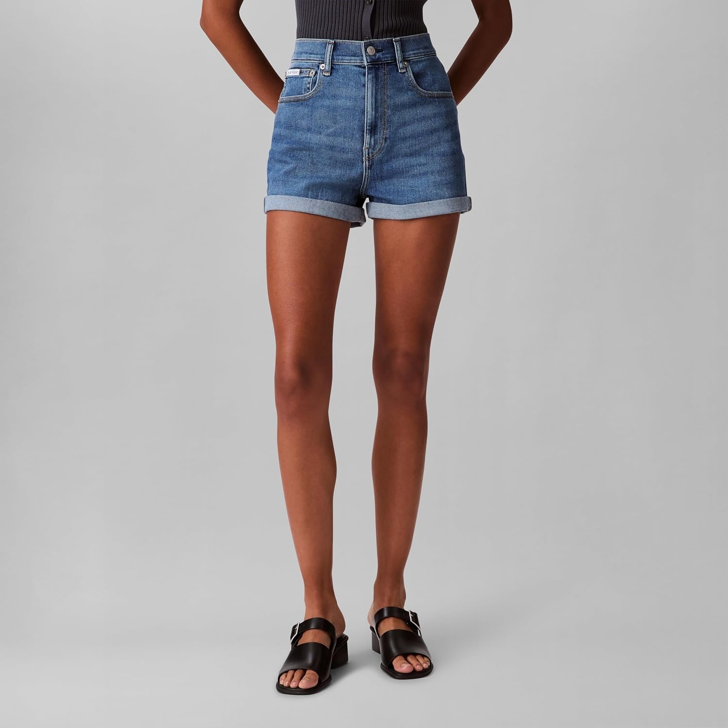 image:imageCalvin Klein Womens High Rise Denim ShortsBlue Jay