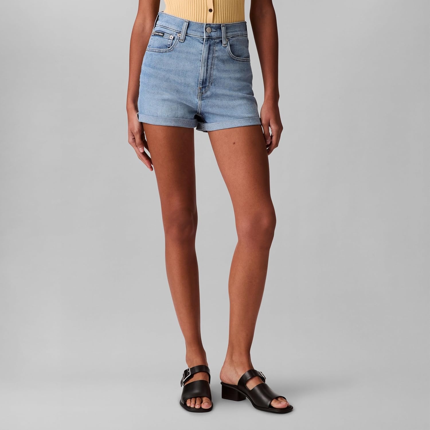 image:imageCalvin Klein Womens High Rise Denim ShortsRobins Egg