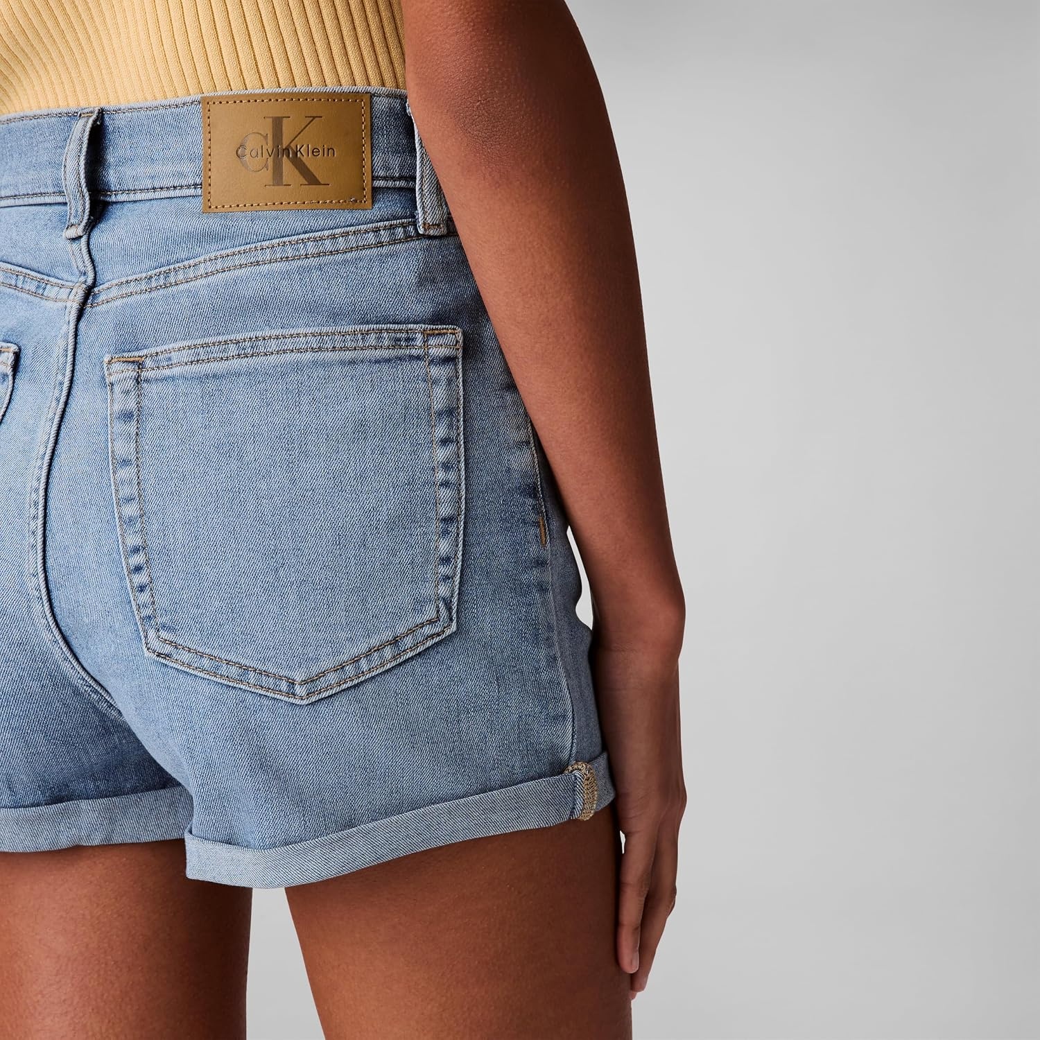image:imageCalvin Klein Womens High Rise Denim ShortsRobins Egg