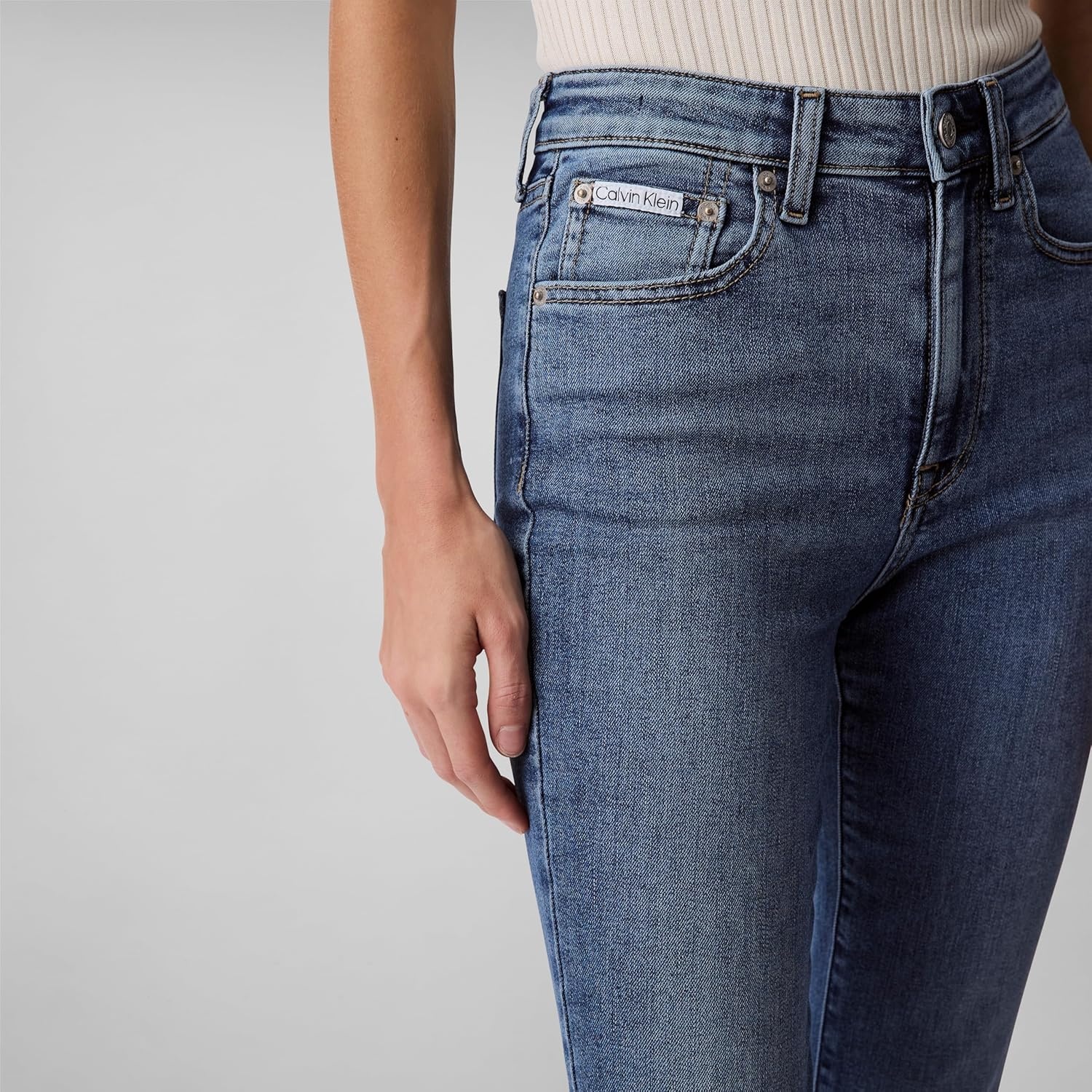 image:imageCalvin Klein Womens High Rise Skinny Fit JeansBlue Jay