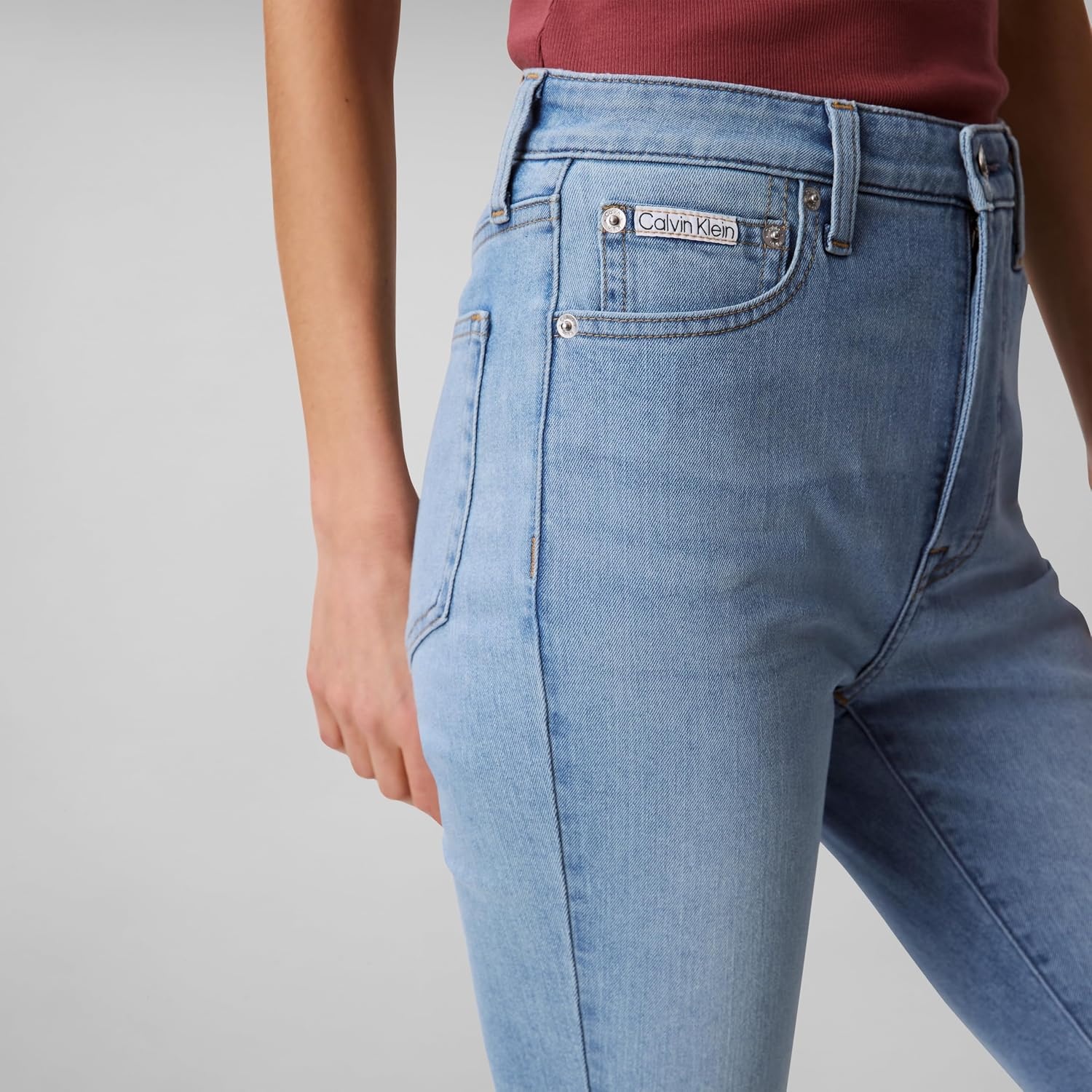 image:imageCalvin Klein Womens High Rise Skinny Fit JeansRobins Egg