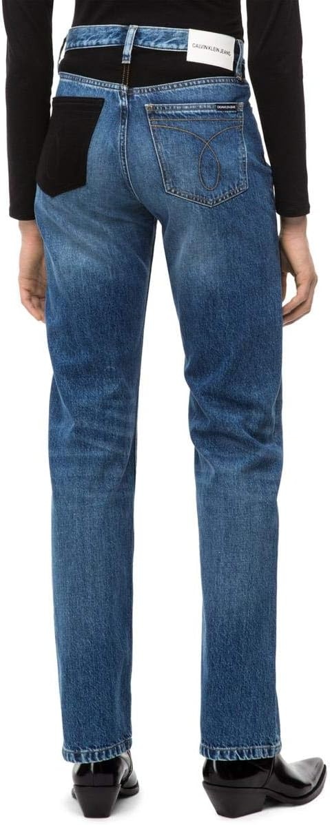 image:imageCalvin Klein Womens High Rise Straight Fit JeansKeeling Patch