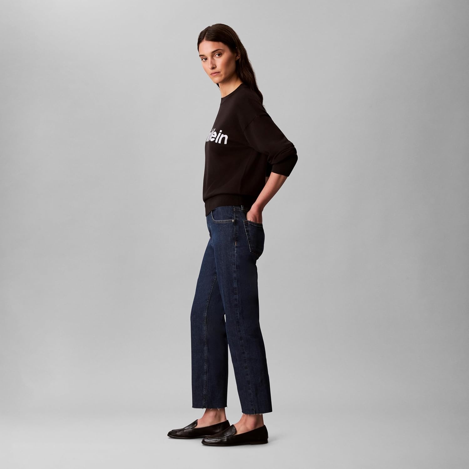 image:imageCalvin Klein Womens High Rise Straight Fit JeansVintage Storm