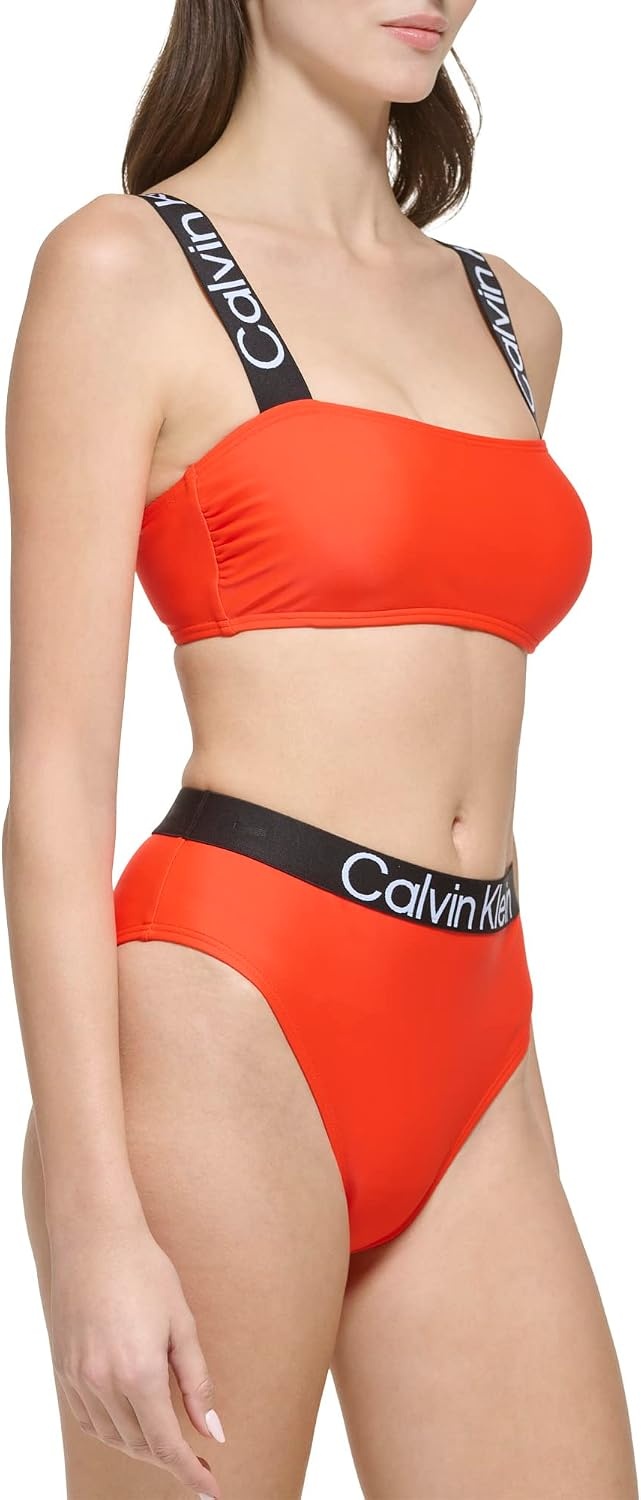 image:imageCalvin Klein Womens High Waisted Elastic Logo Sporty Bikini Set
