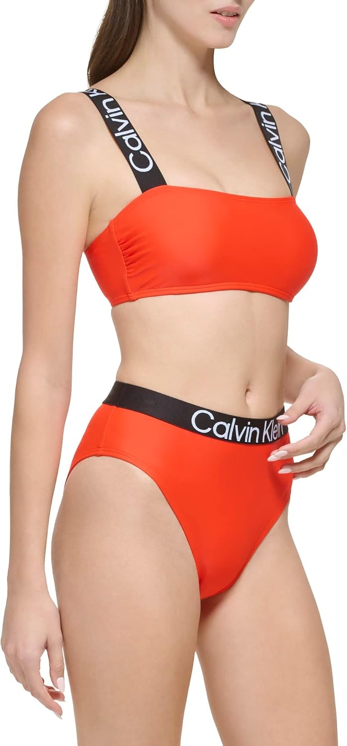 image:imageCalvin Klein Womens High Waisted Elastic Logo Sporty Bikini Set