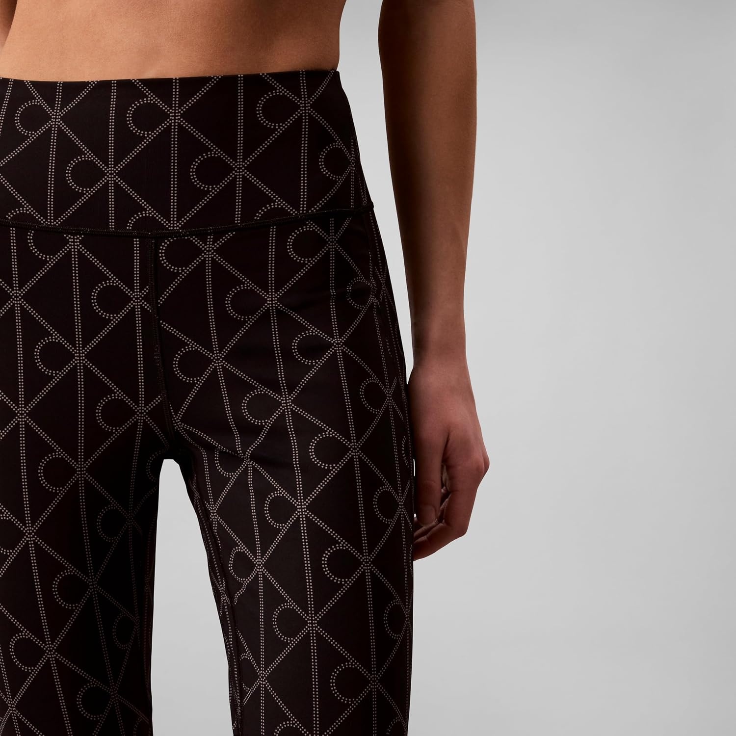 image:imageCalvin Klein Womens Icon Sport Printed High Rise 78 LeggingsDotted Emblem Black Print