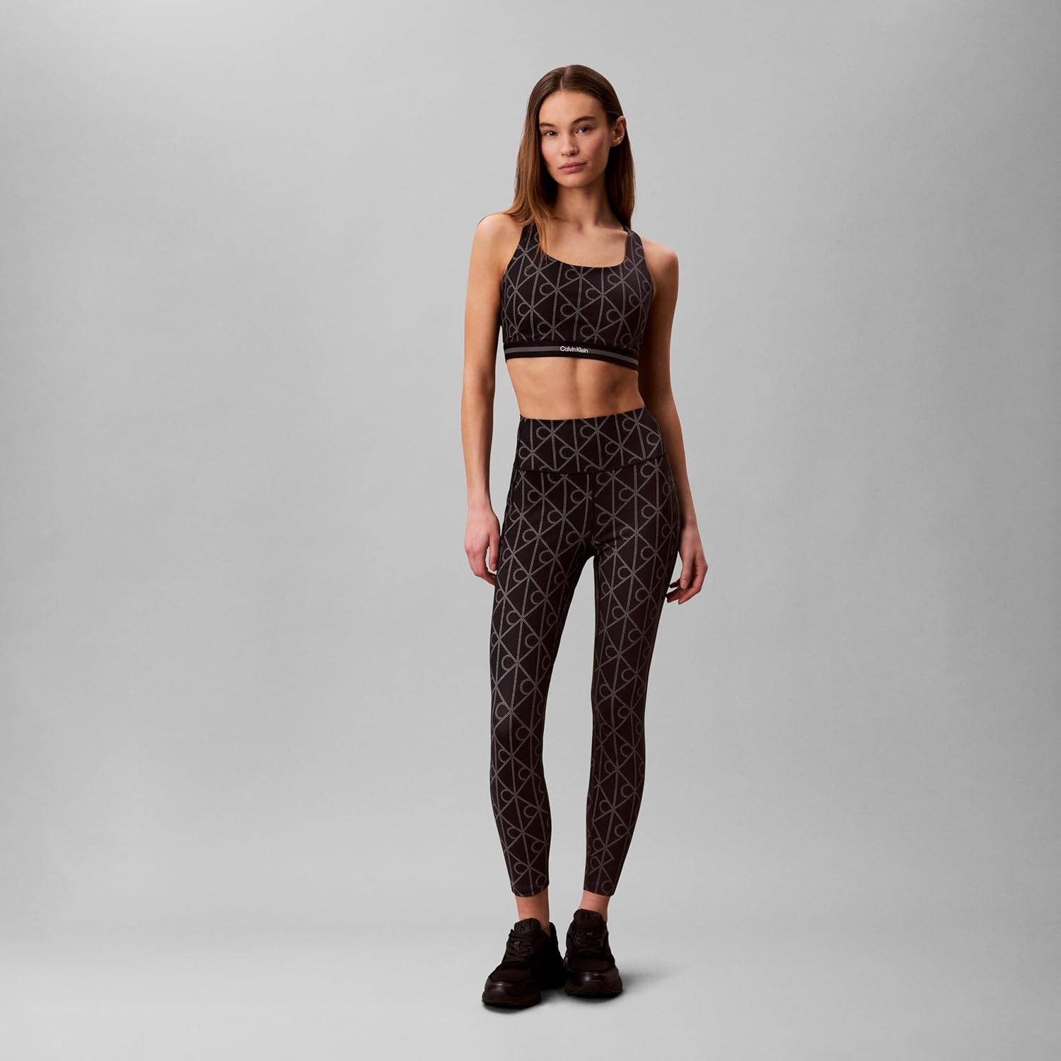 image:imageCalvin Klein Womens Icon Sport Printed High Rise 78 LeggingsDotted Emblem Black Print