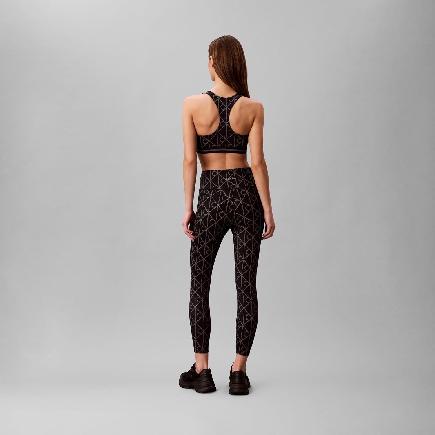 image:imageCalvin Klein Womens Icon Sport Printed High Rise 78 LeggingsDotted Emblem Black Print