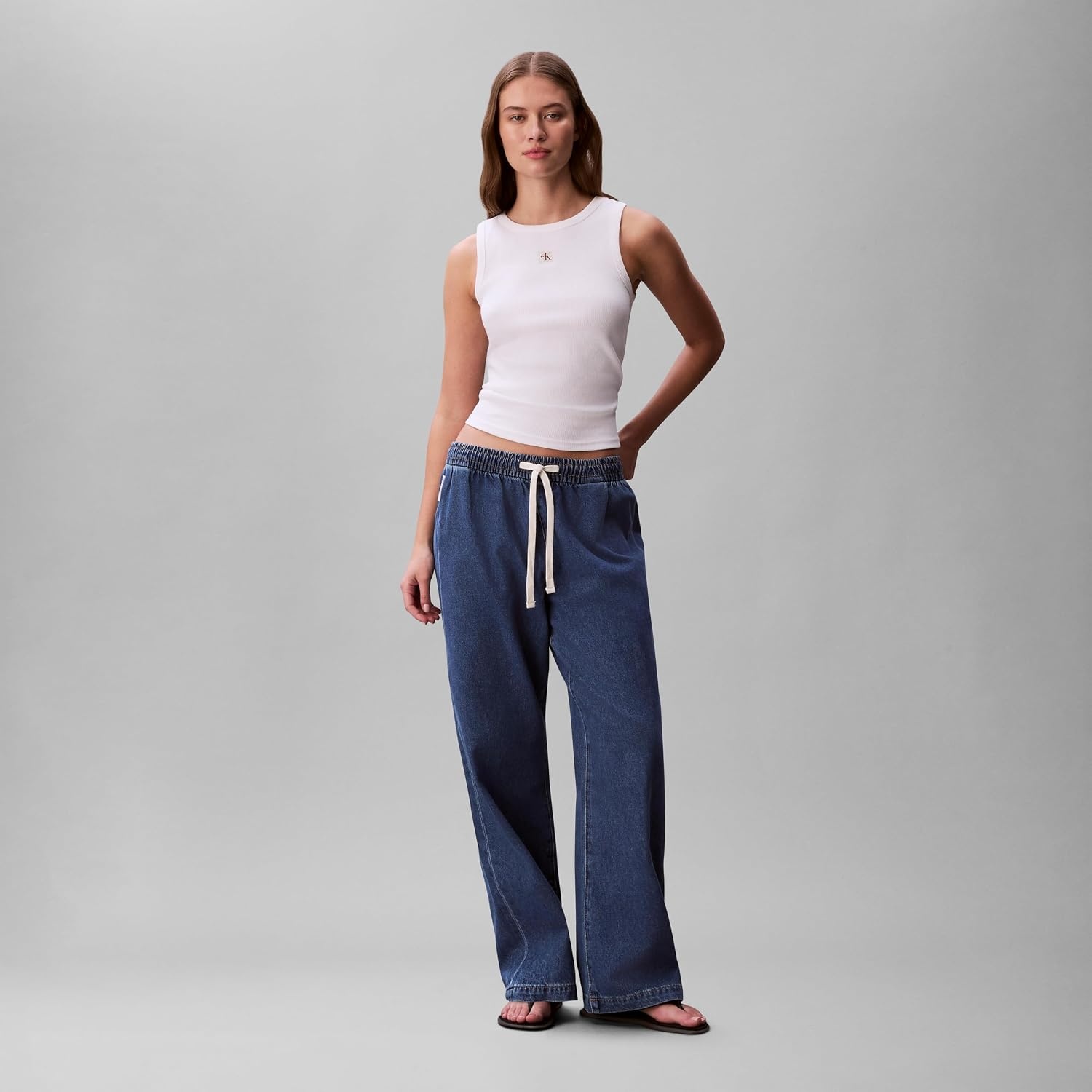 image:imageCalvin Klein Womens Lightweight Denim Pullon PantsBlue Jay