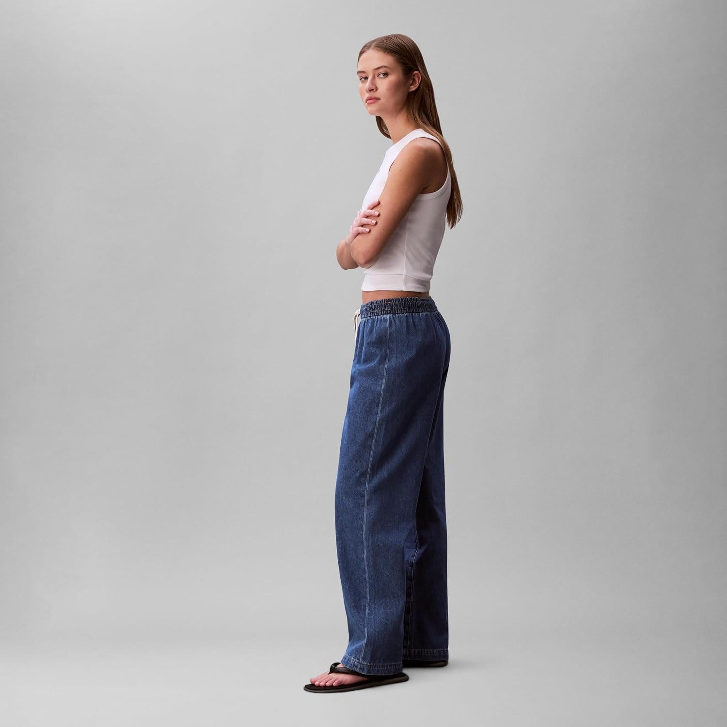 image:imageCalvin Klein Womens Lightweight Denim Pullon PantsBlue Jay