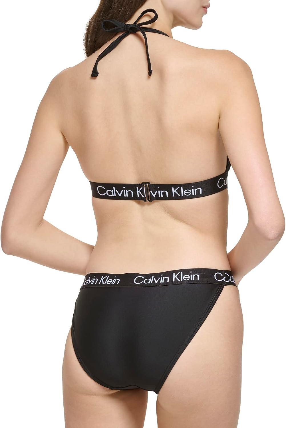 image:imageCalvin Klein Womens Low Waisted Elastic Logo Triangle Bikini SetBlack Logo