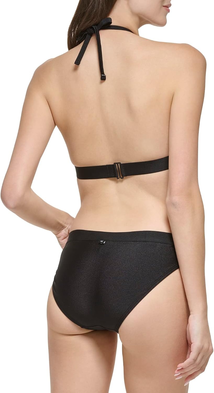 image:imageCalvin Klein Womens Low Waisted Elastic Logo Triangle Bikini SetBlack Shimmer