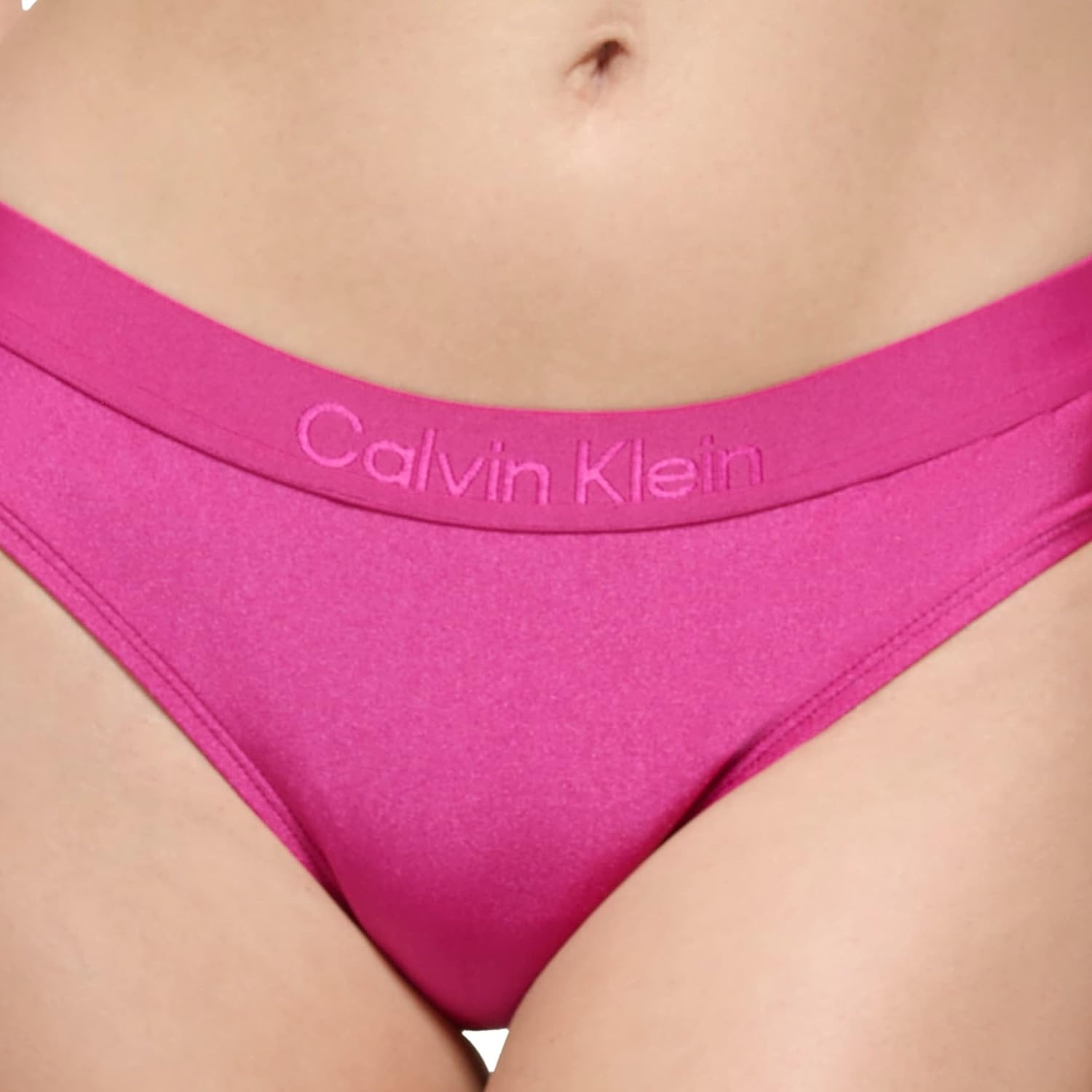 image:imageCalvin Klein Womens Low Waisted Elastic Logo Triangle Bikini SetFuchsia Shimmer