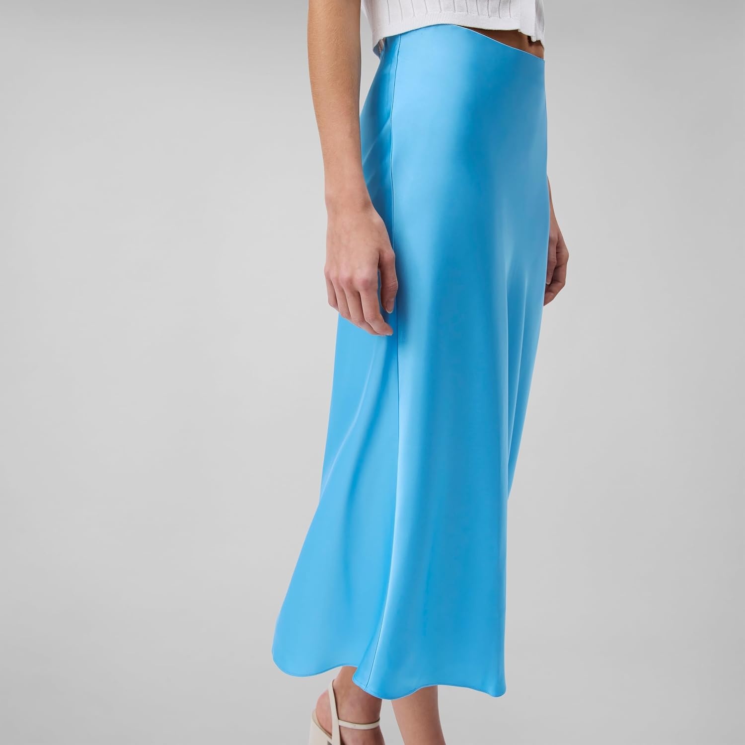 image:imageCalvin Klein Womens Matte Satin Midi SkirtEthereal Blue