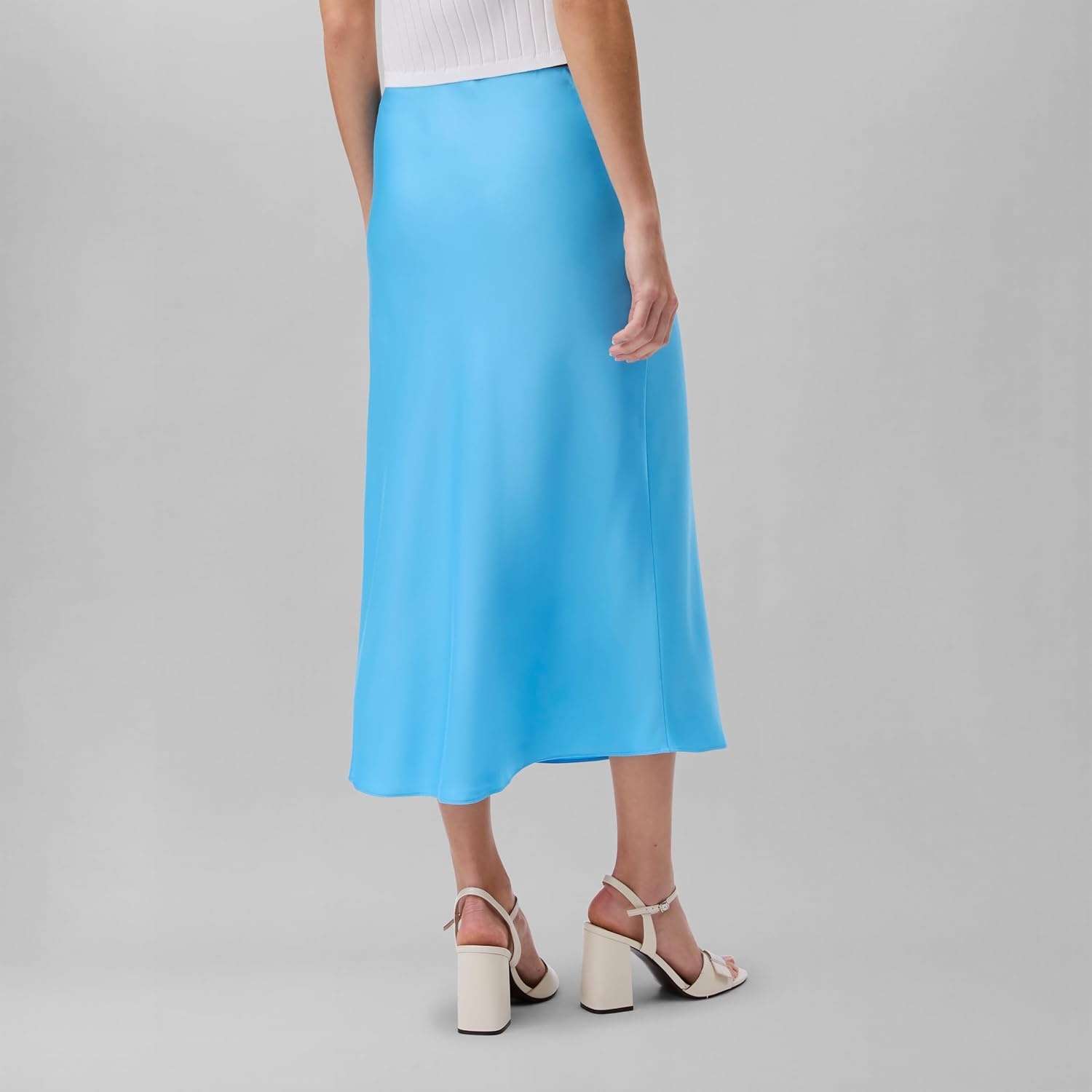 image:imageCalvin Klein Womens Matte Satin Midi SkirtEthereal Blue