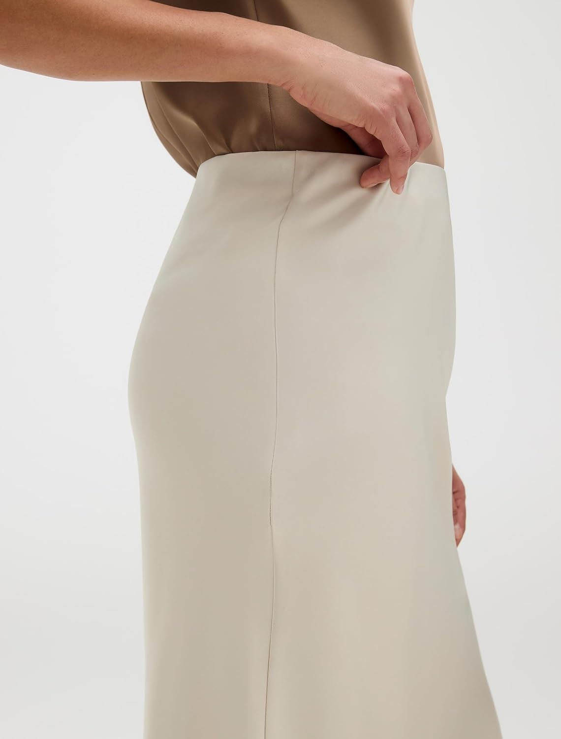image:imageCalvin Klein Womens Matte Satin Midi SkirtOatmeal