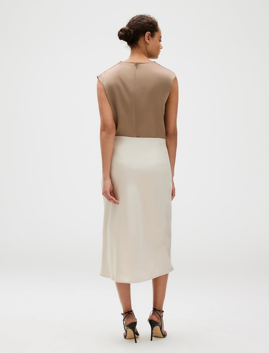 image:imageCalvin Klein Womens Matte Satin Midi SkirtOatmeal