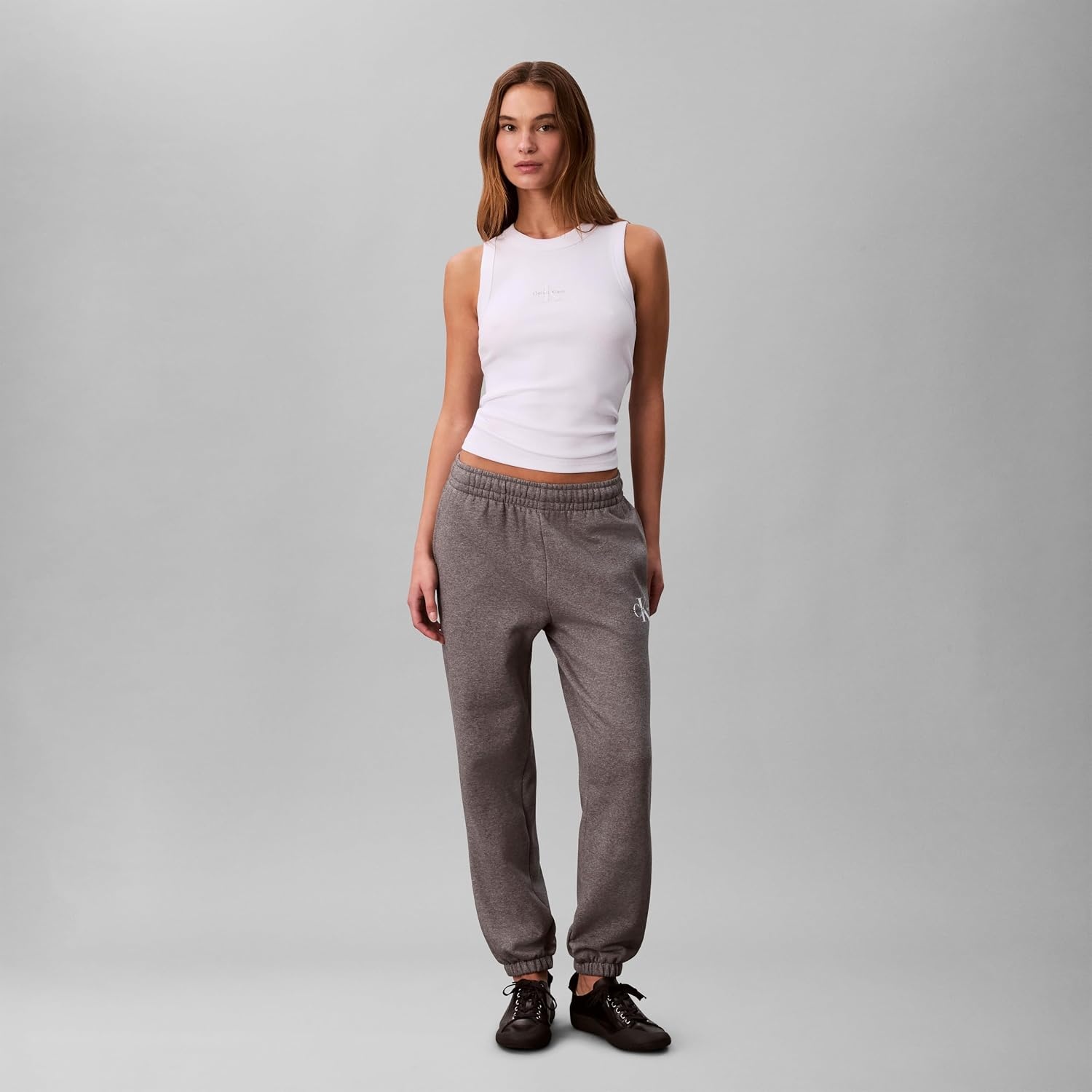 image:imageCalvin Klein Womens Monogram Logo JoggersGrey Heather