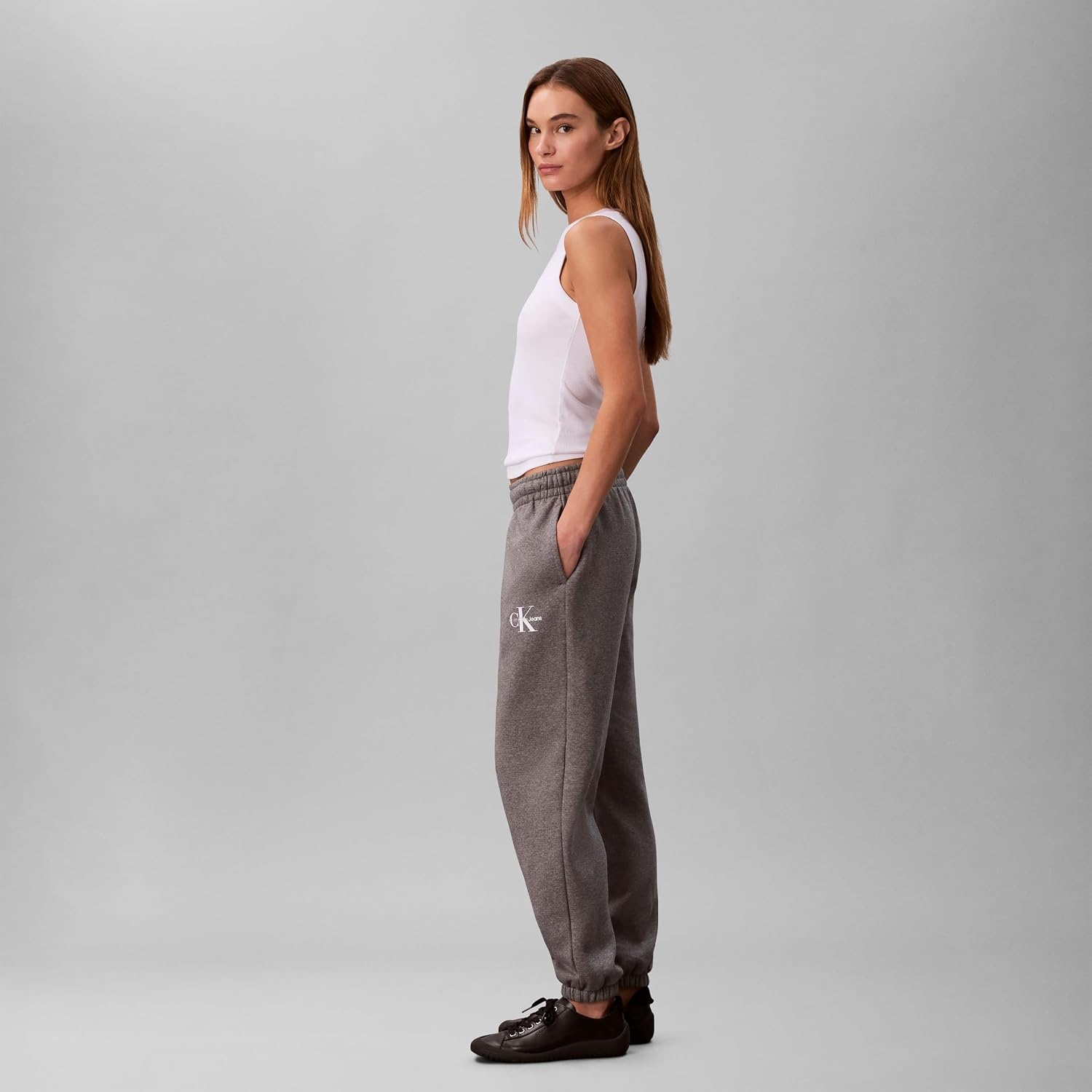 image:imageCalvin Klein Womens Monogram Logo JoggersGrey Heather