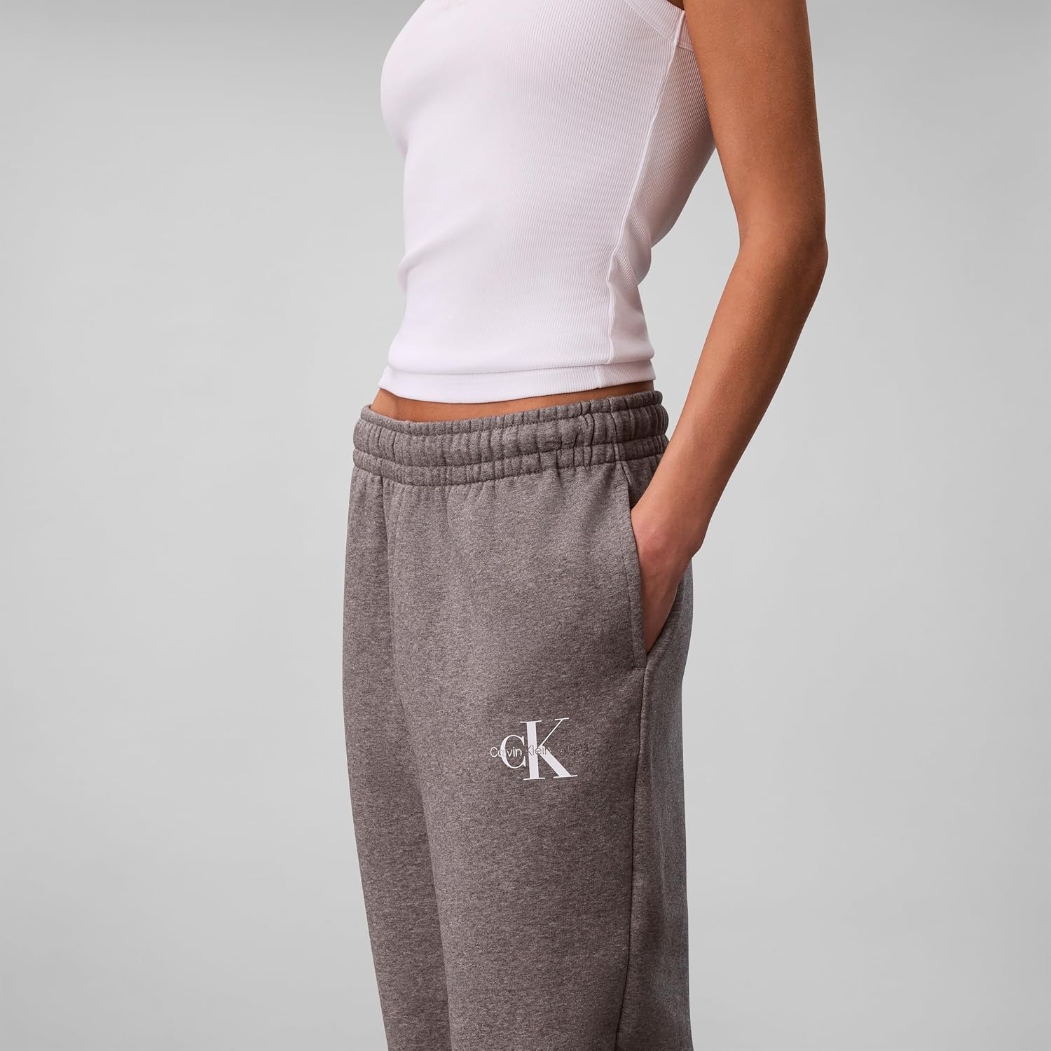 image:imageCalvin Klein Womens Monogram Logo JoggersGrey Heather